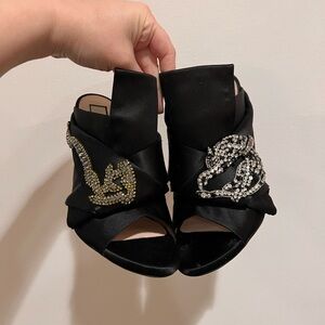 No. 21 Women's Satin Slide Mule Sandals High Heels